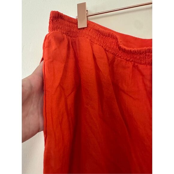 Anthropologie Celandine Orange Pull On Linen Wide Leg Pants Size Large New - Picture 5 of 5